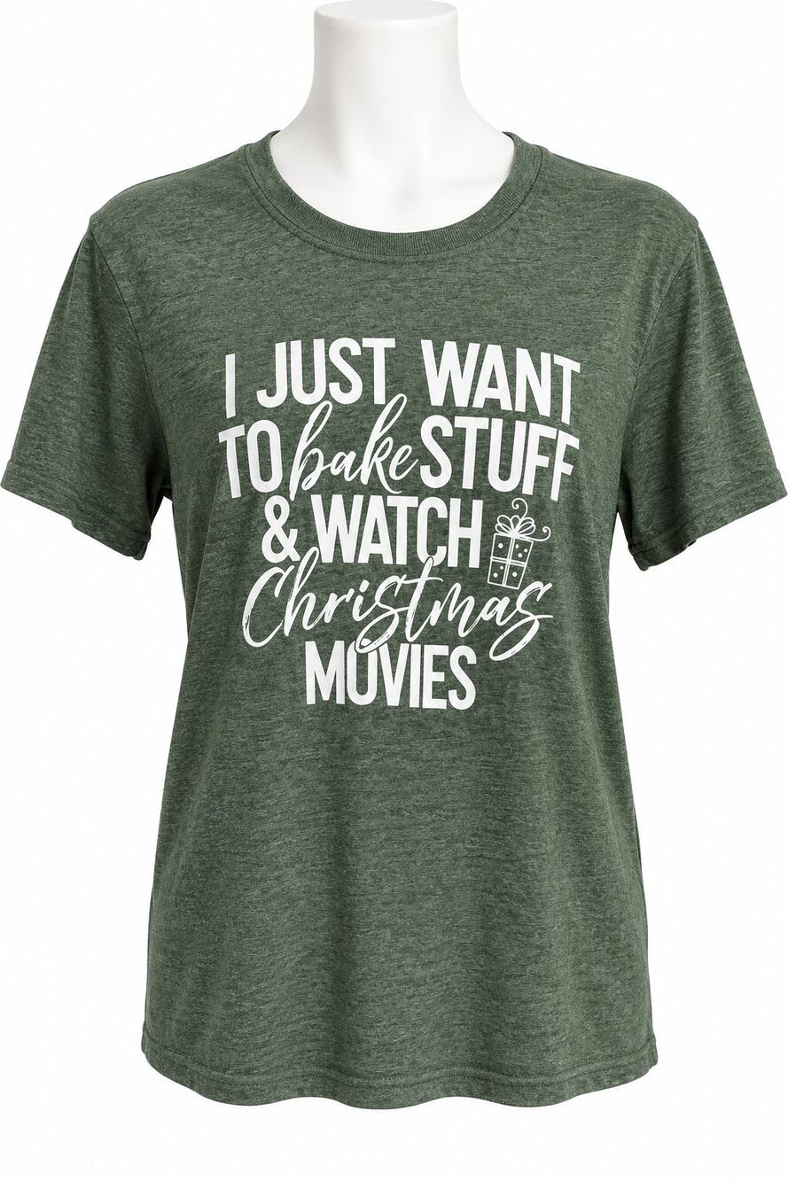 Gildan Softstyle Christmas Baking Movies Graphic Tee Holiday Baker Gift Womens S